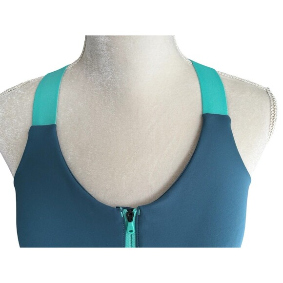 Duluth Trading Co High Impact Bonded Zip Front Sports Bra Size 8 Teal Blue - Picture 2 of 12